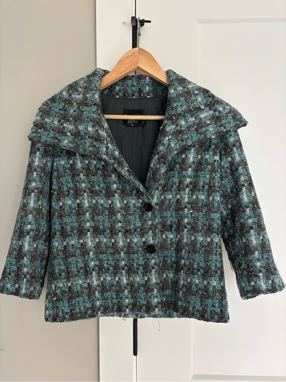 Doncaster Teal & Gray Tweed Boxy Blazer